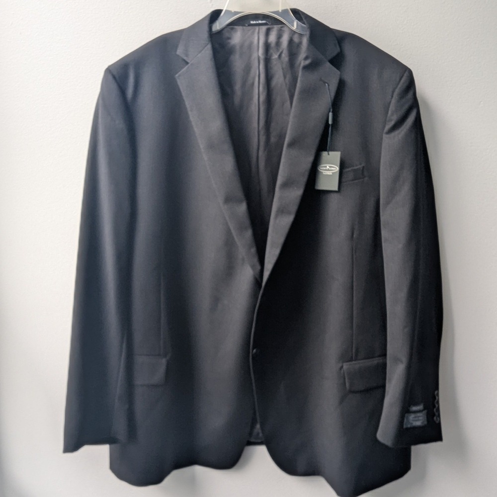 Pronto Uomo Platinum Suit Jacket Black Wool Executive Fit 56L Formal Business
